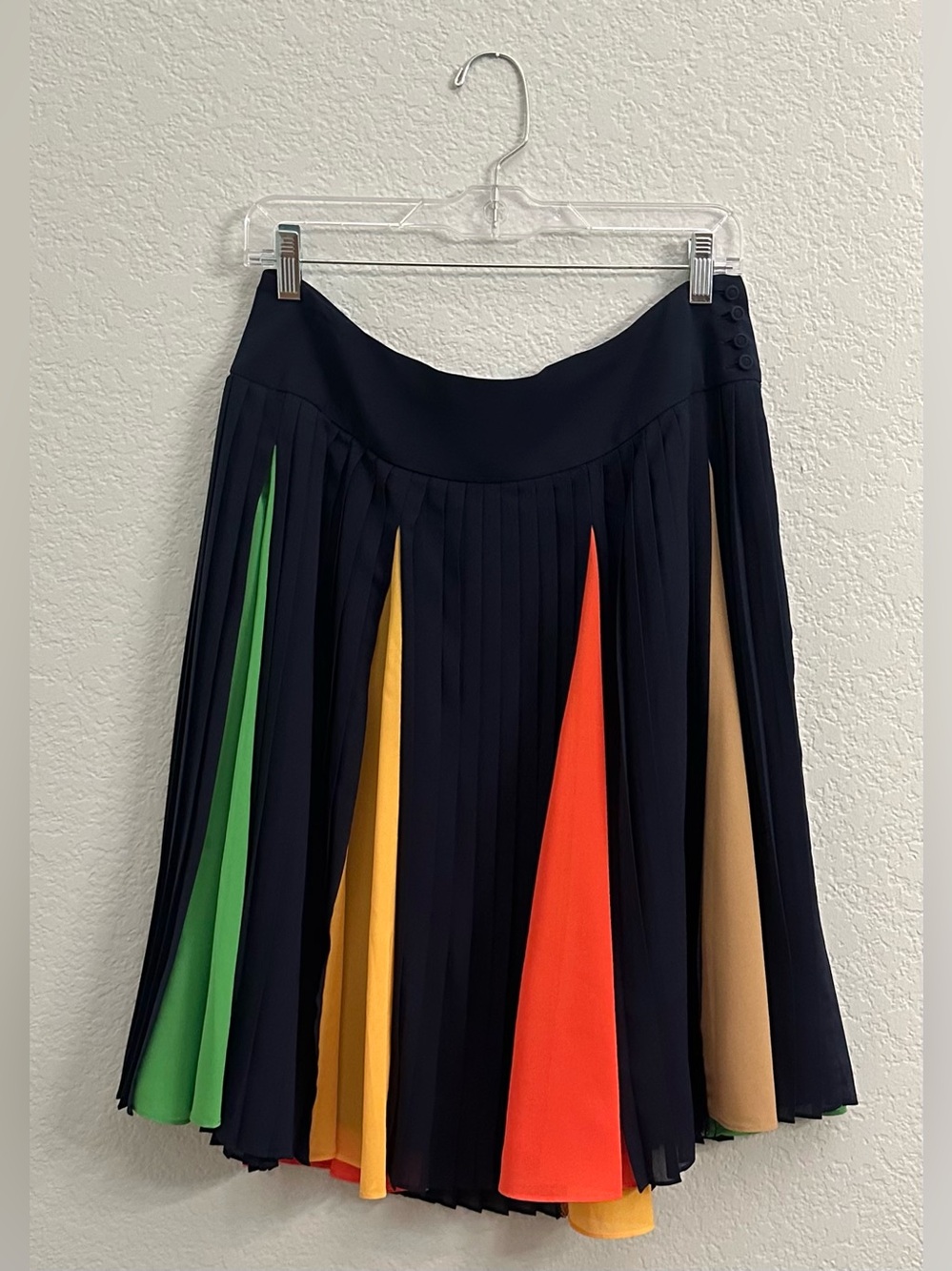 Anthropologie HD in Paris Pleated Colorblock Midi Skirt Size 8